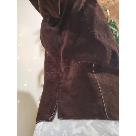 Bebe Vtg Y2K 100% Leather Patchwork Cropped Double Zip Jacket Size M Brown - Picture 5 of 11